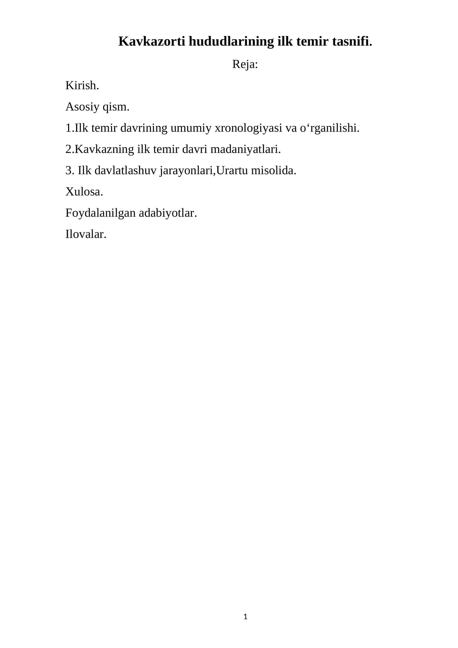 Kavkazorti hududlarining ilk temir tasnifi 1
