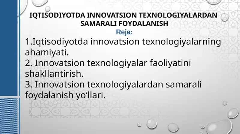 IQTISODIYOTDA INNOVATSION TEXNOLOGIYALARDANIQTISODIYOTDA INNOVATSION TEXNOLOGIYALARDAN  SAMARALI FOYDALANISH 1