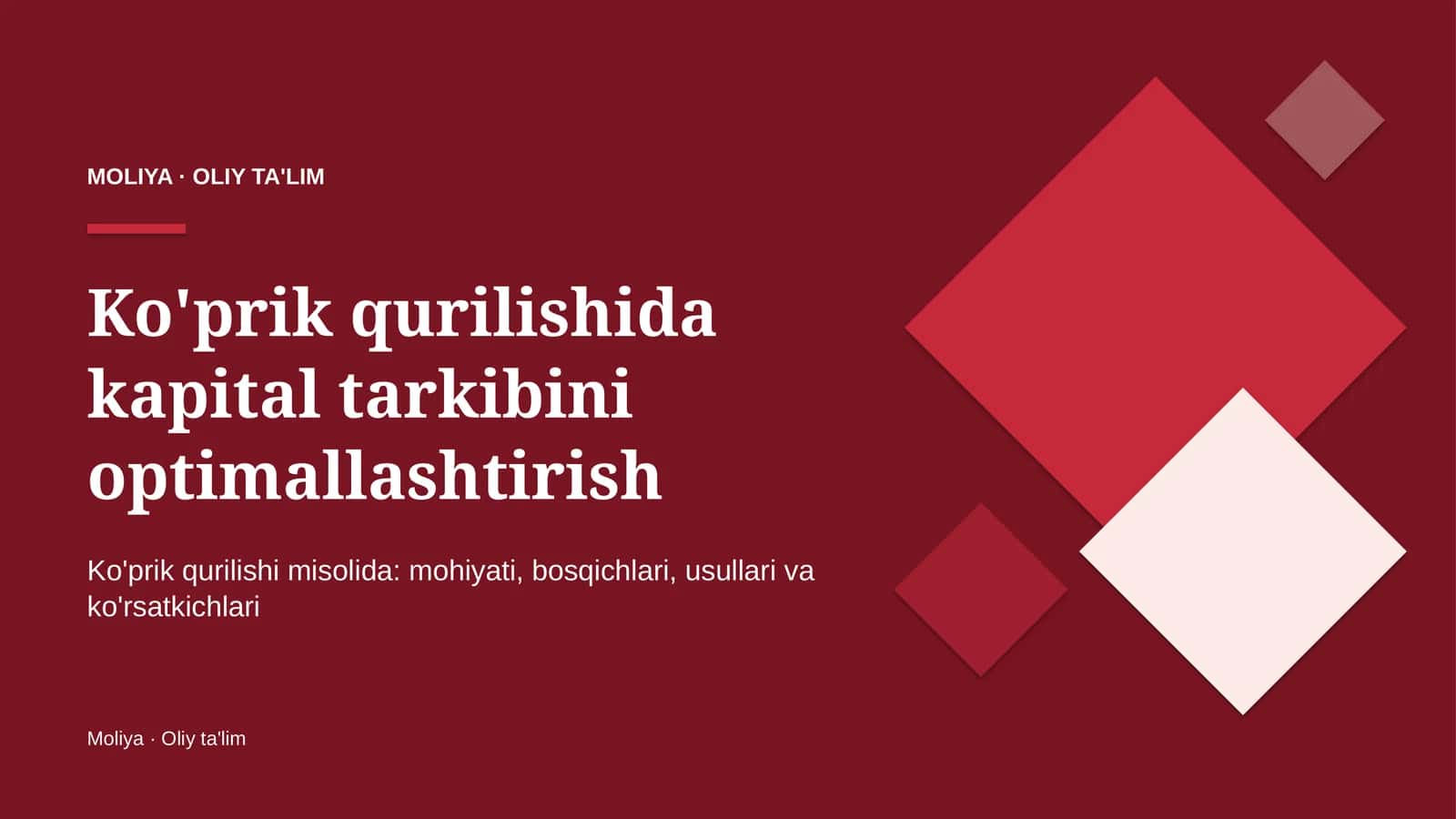 Ko'prik qurilishida kapital tarkibini optimallashtirish 1
