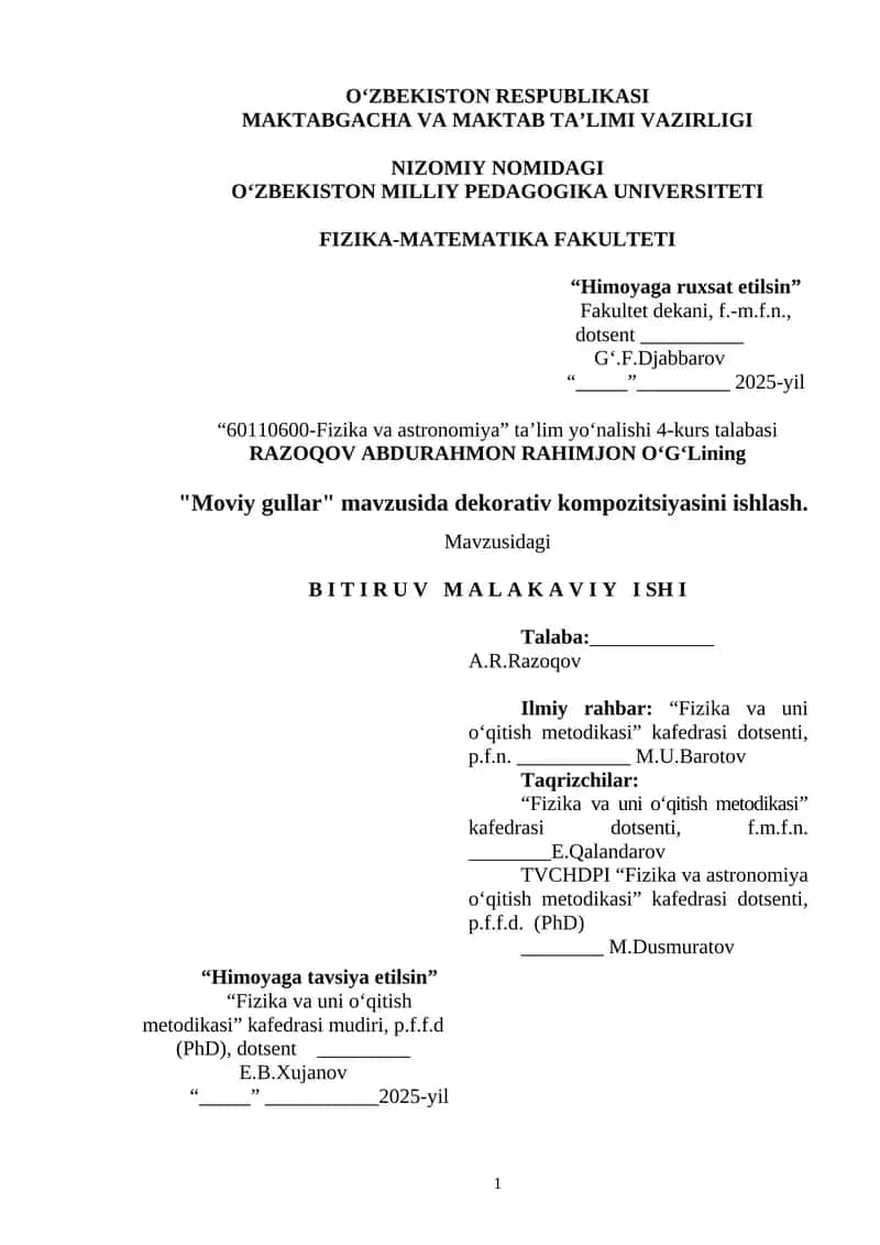 "Moviy gullar" mavzusida dekorativ kompozitsiyasini ishlash 1