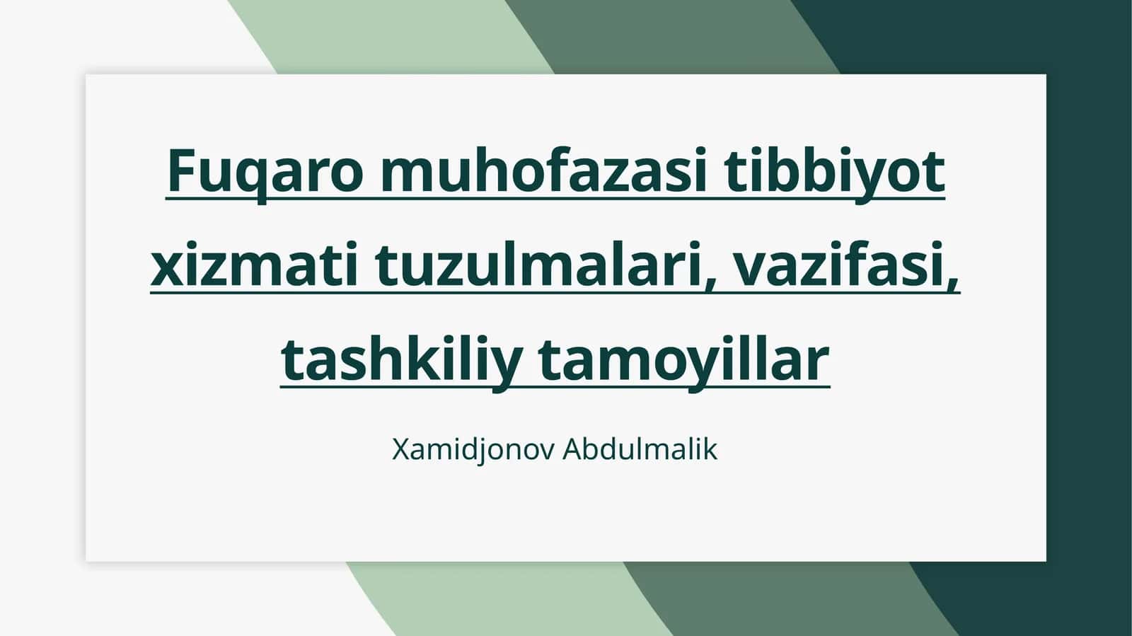 Fuqaro muhofazasi tibbiyot xizmati tuzulmalari, vazifasi, tashkiliy tamoyillar 1