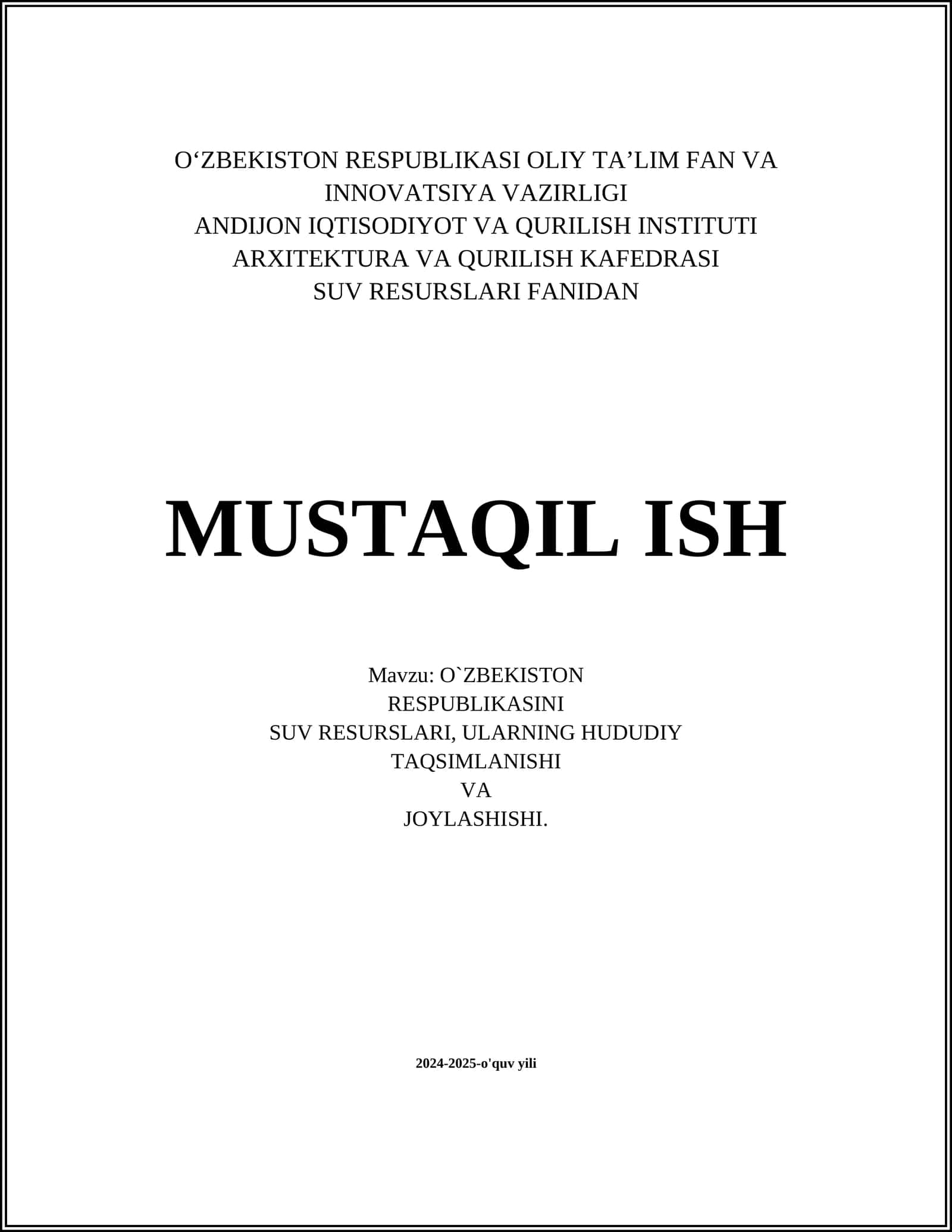 O‘zbekiston RESPUBLIKASI 1
