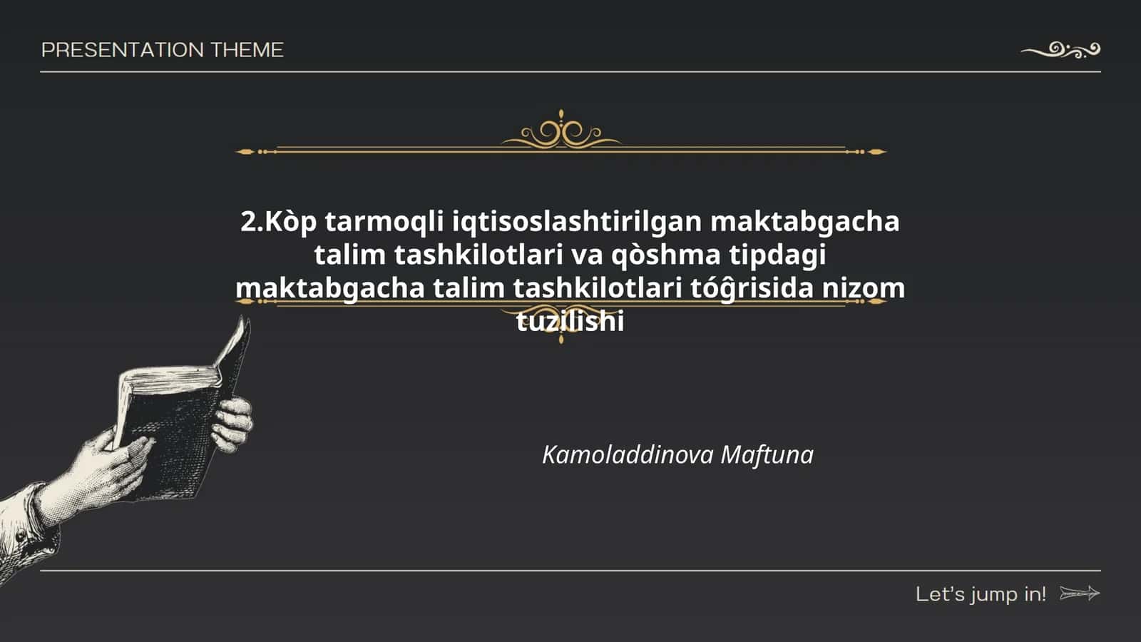 Kòp tarmoqli iqtisoslashtirilgan maktabgacha talim tashkilotlari va qòshma tipdagi maktabgacha talim tashkilotlari tóĝrisida nizom tuzilishi 1