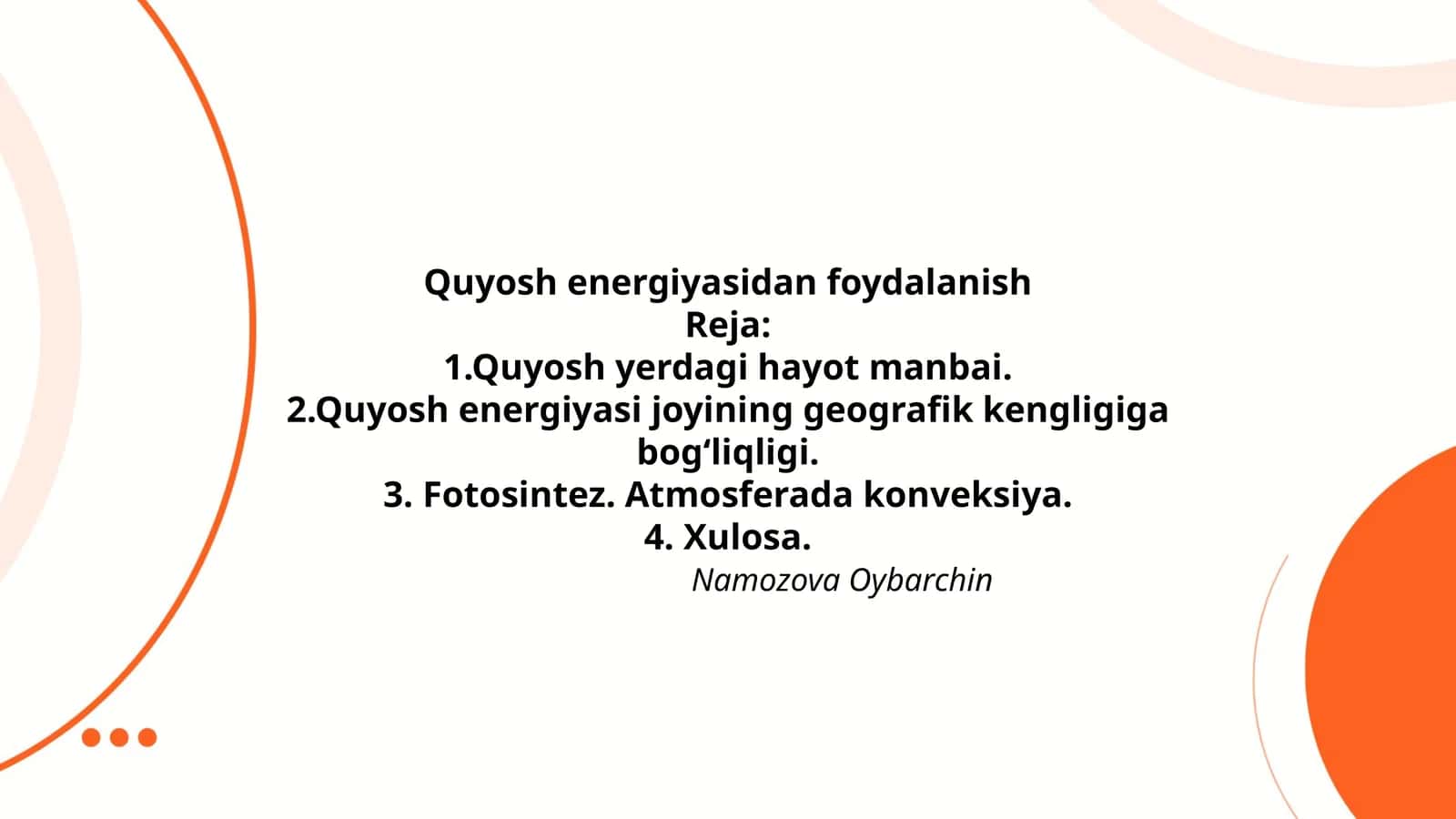 Quyosh energiyasidan foydalanish 1