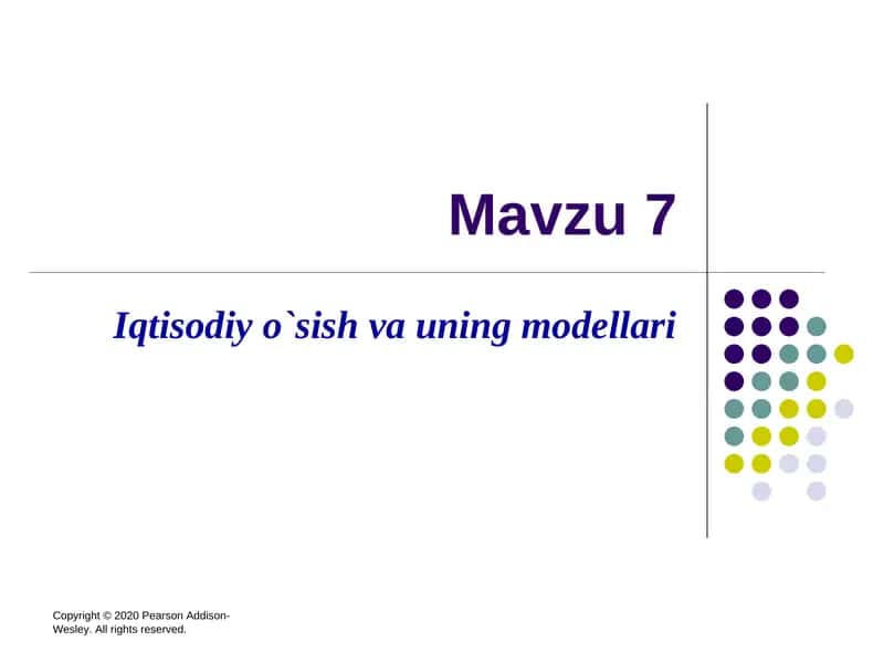 Iqtisodiy o`sish va uning modellari 1