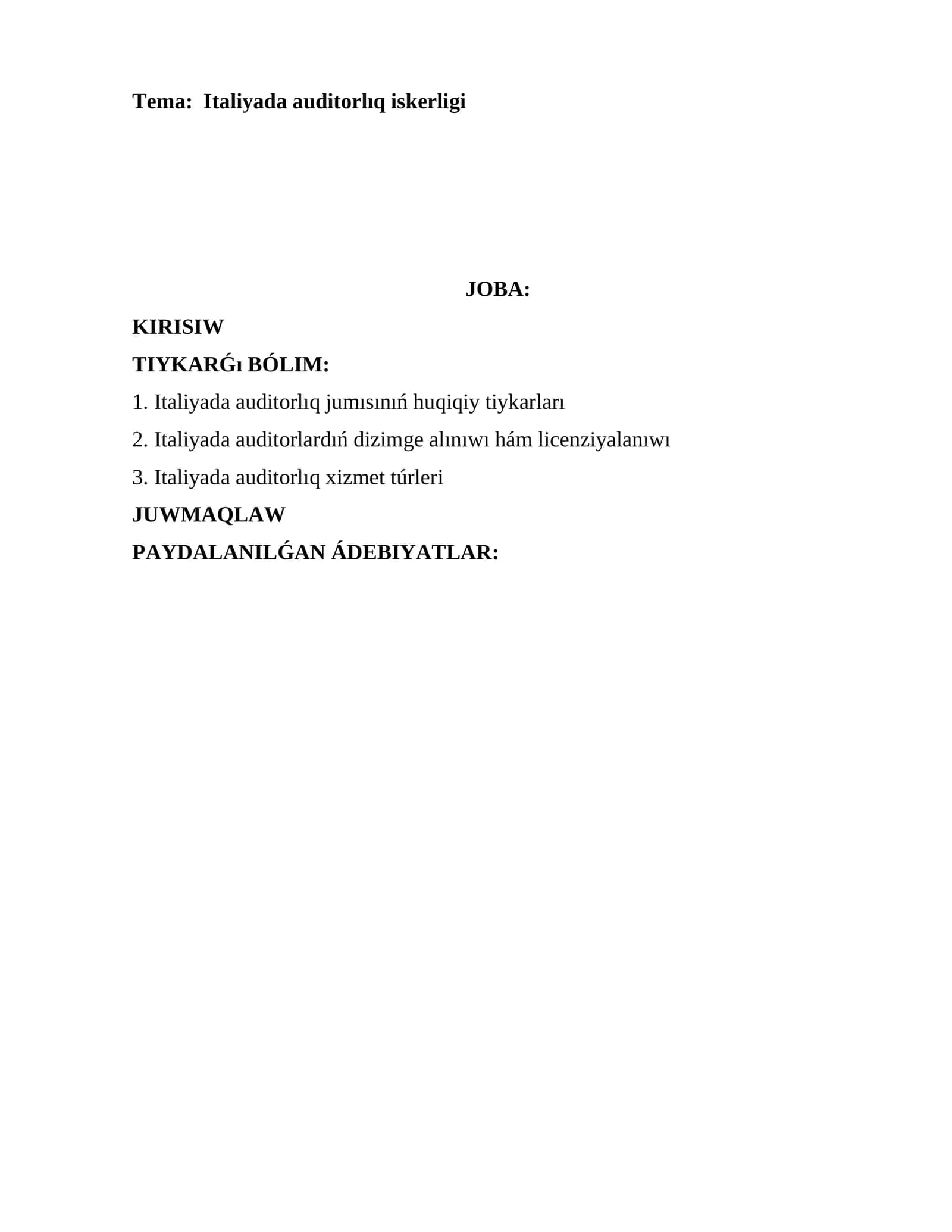 Italiyada auditorlıq iskerligi 1