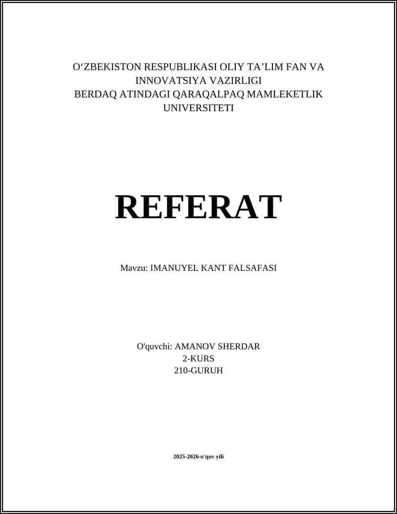 IMANUYEL KANT FALSAFASI 1