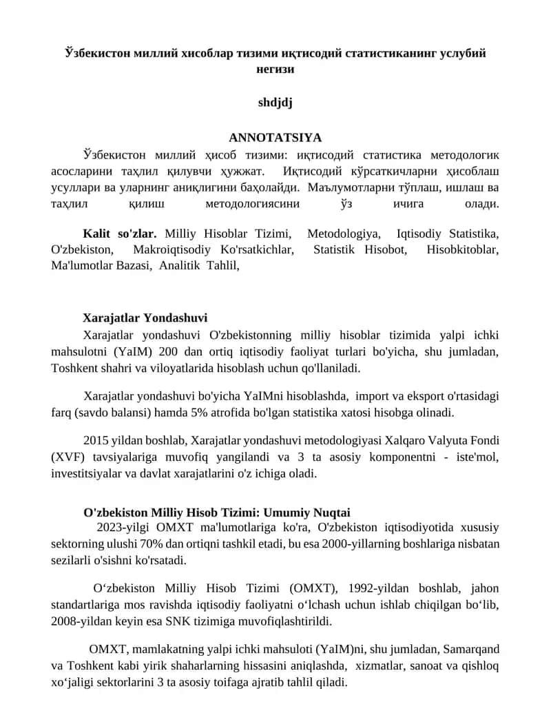 Xarajatlar Yondashuvi 1