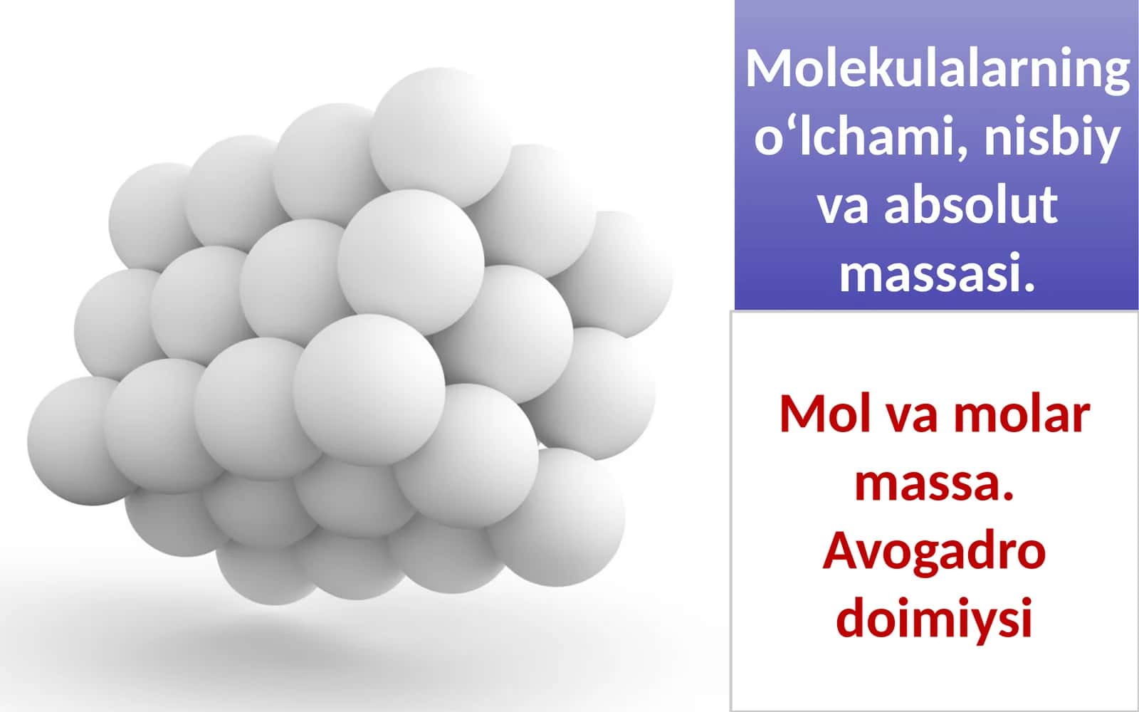 Mol va molar  massa 1