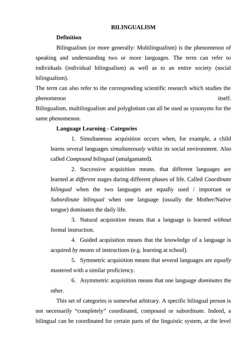 BILINGUALISM 1