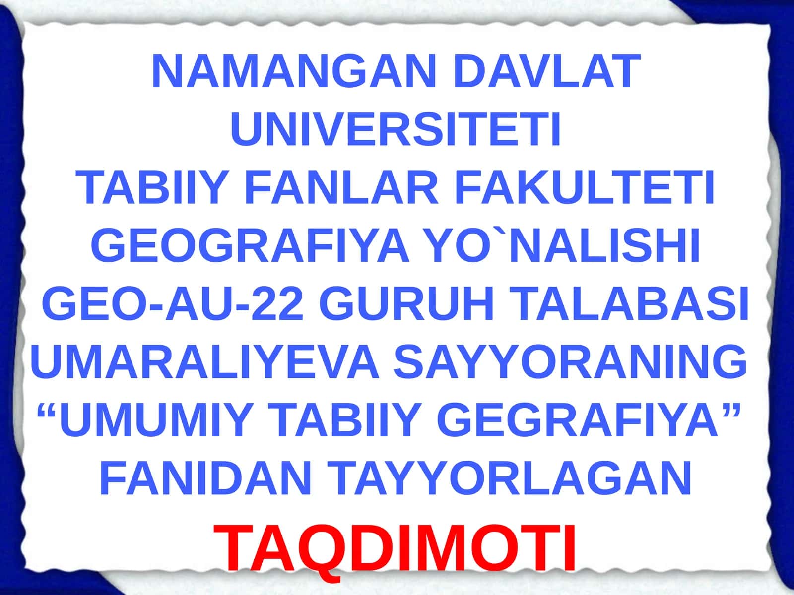 UMUMIY TABIIY GEGRAFIYA FANI TAQDIMOTI 1