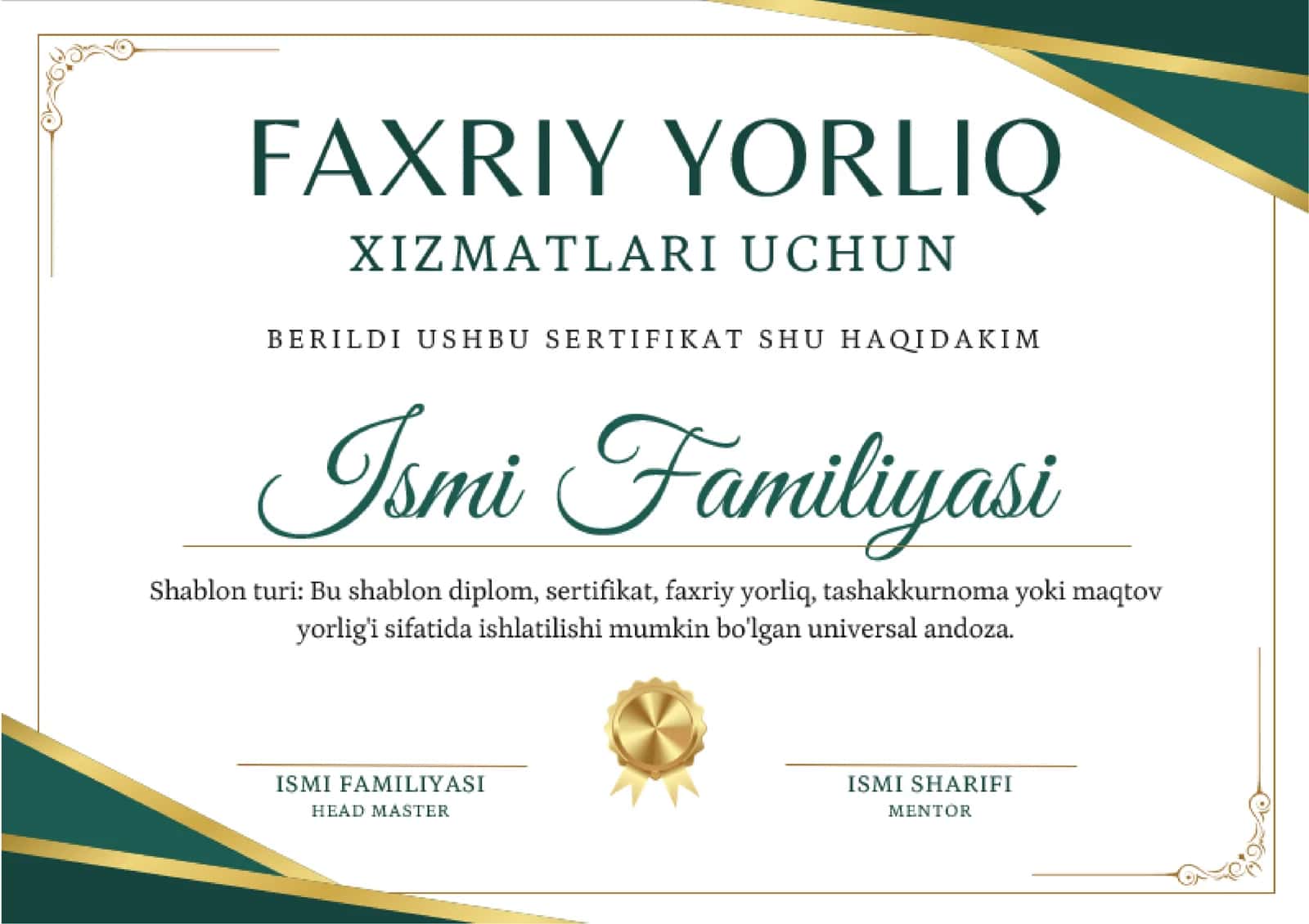 Faxriy Yorliq 1