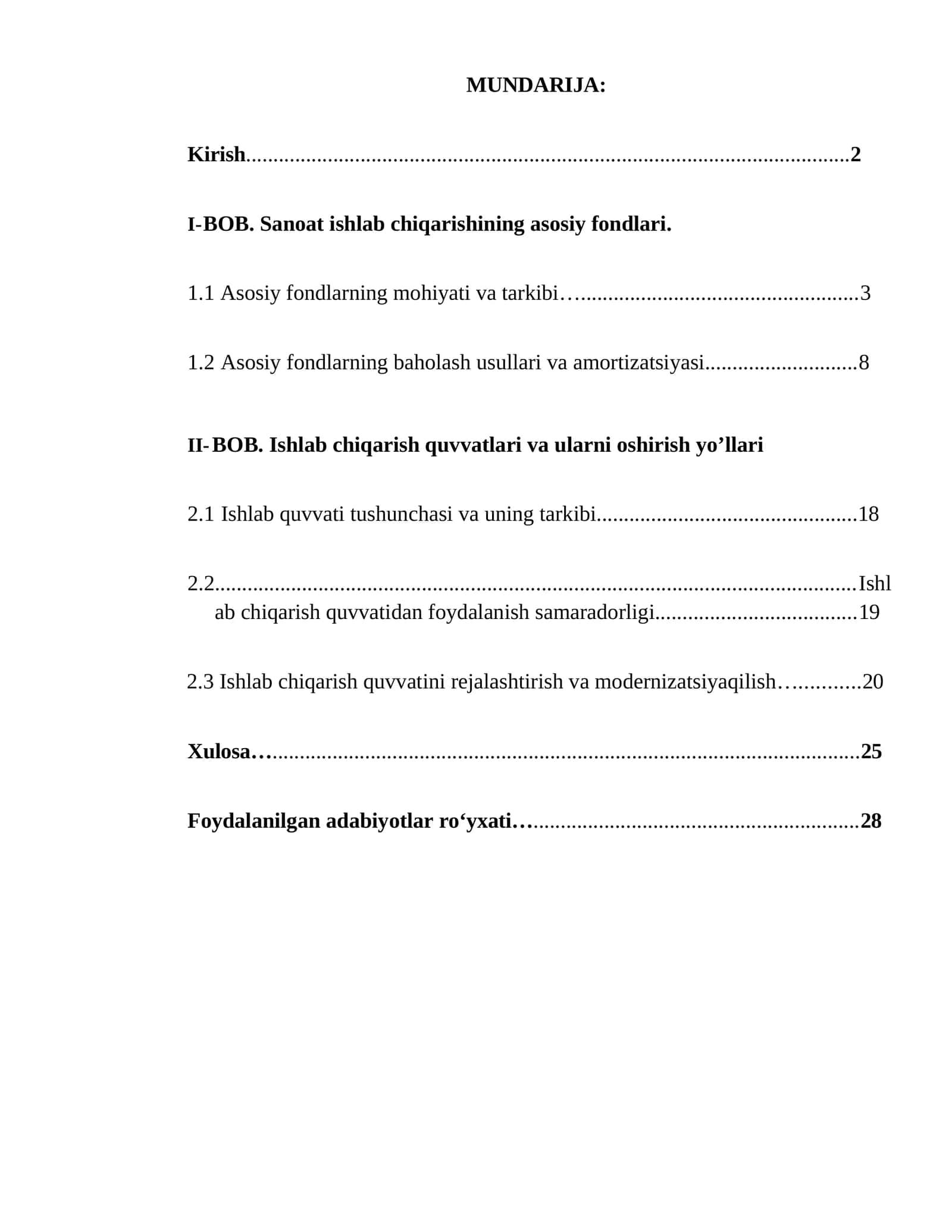 Sanoat ishlab chiqarishining asosiy fondlari va ishlab chiqarish quvvatlari 1