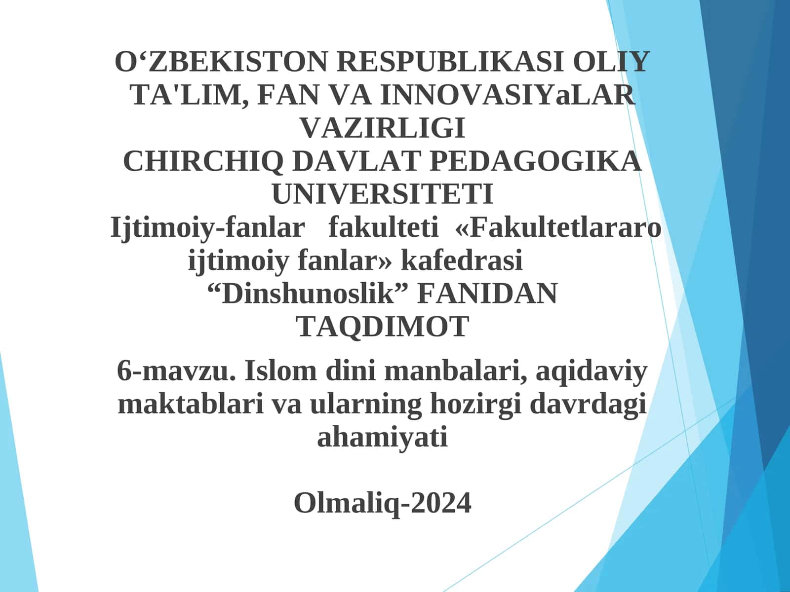 Dinshunoslik TAQDIMOT 1