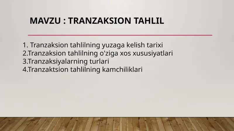 Tranzaksion tahlil 1