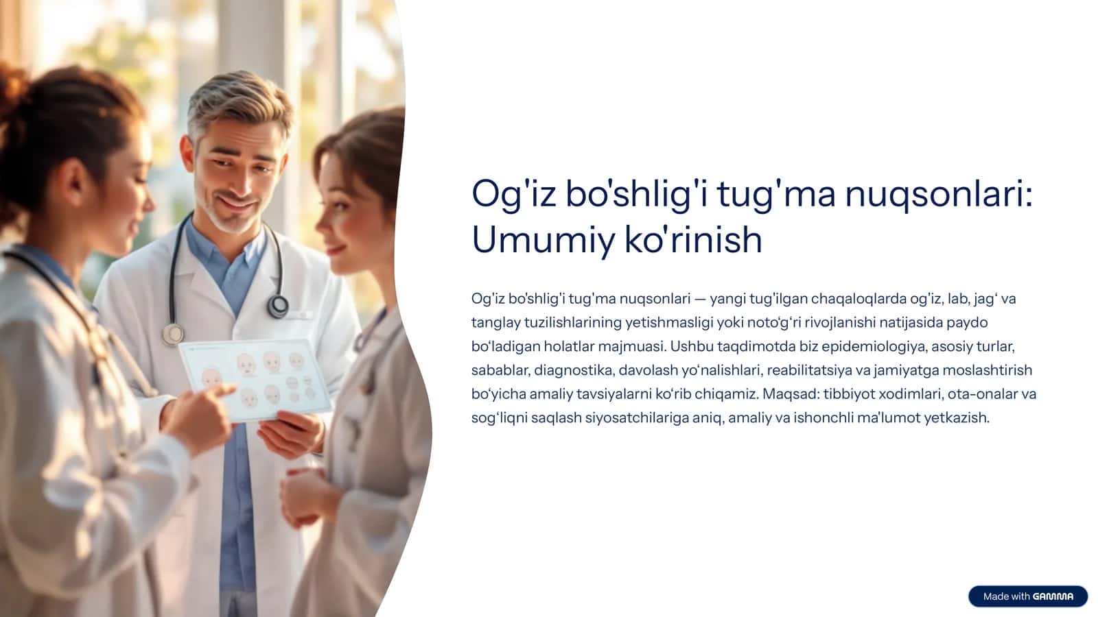 Og'iz bo'shlig'i tug'ma nuqsonlari: Umumiy ko'rinish 1