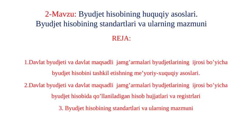 Byudjet hisobining huquqiy asoslari 1