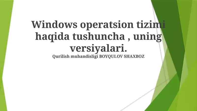 Windows operatsion tizimi haqida tushuncha 1