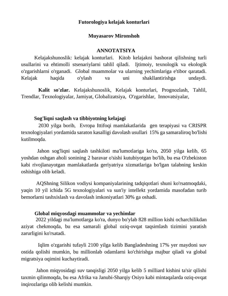 Futorologiya kelajak konturlari 1