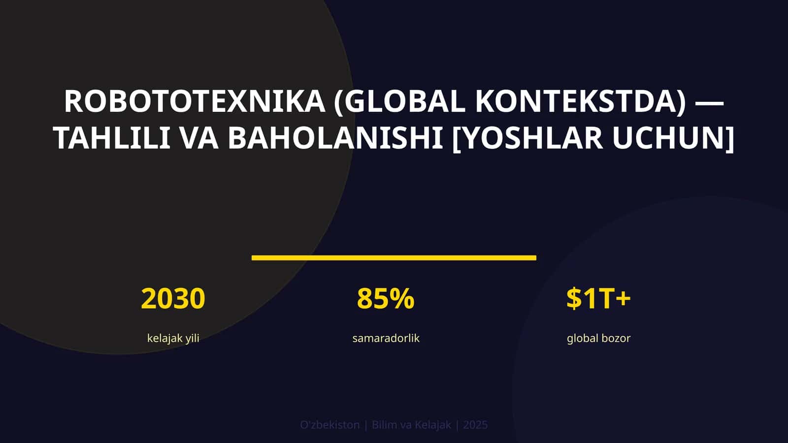 ROBOTOTEXNIKA (GLOBAL KONTEKSTDA) — TAHLILI VA BAHOLANISHI [YOSHLAR UCHUN] 1