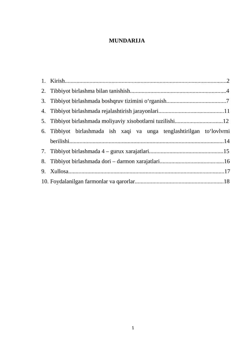 Tibbiyot birlashmasi 1