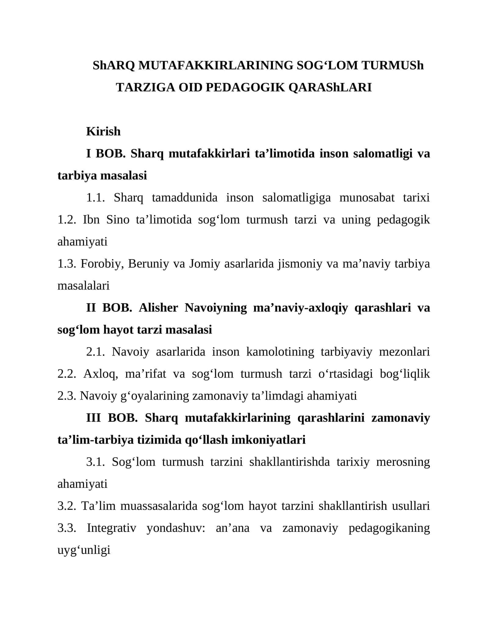 ShARQ MUTAFAKKIRLARINING SOG‘LOM TURMUSh TARZIGA OID PEDAGOGIK QARAShLARI 1