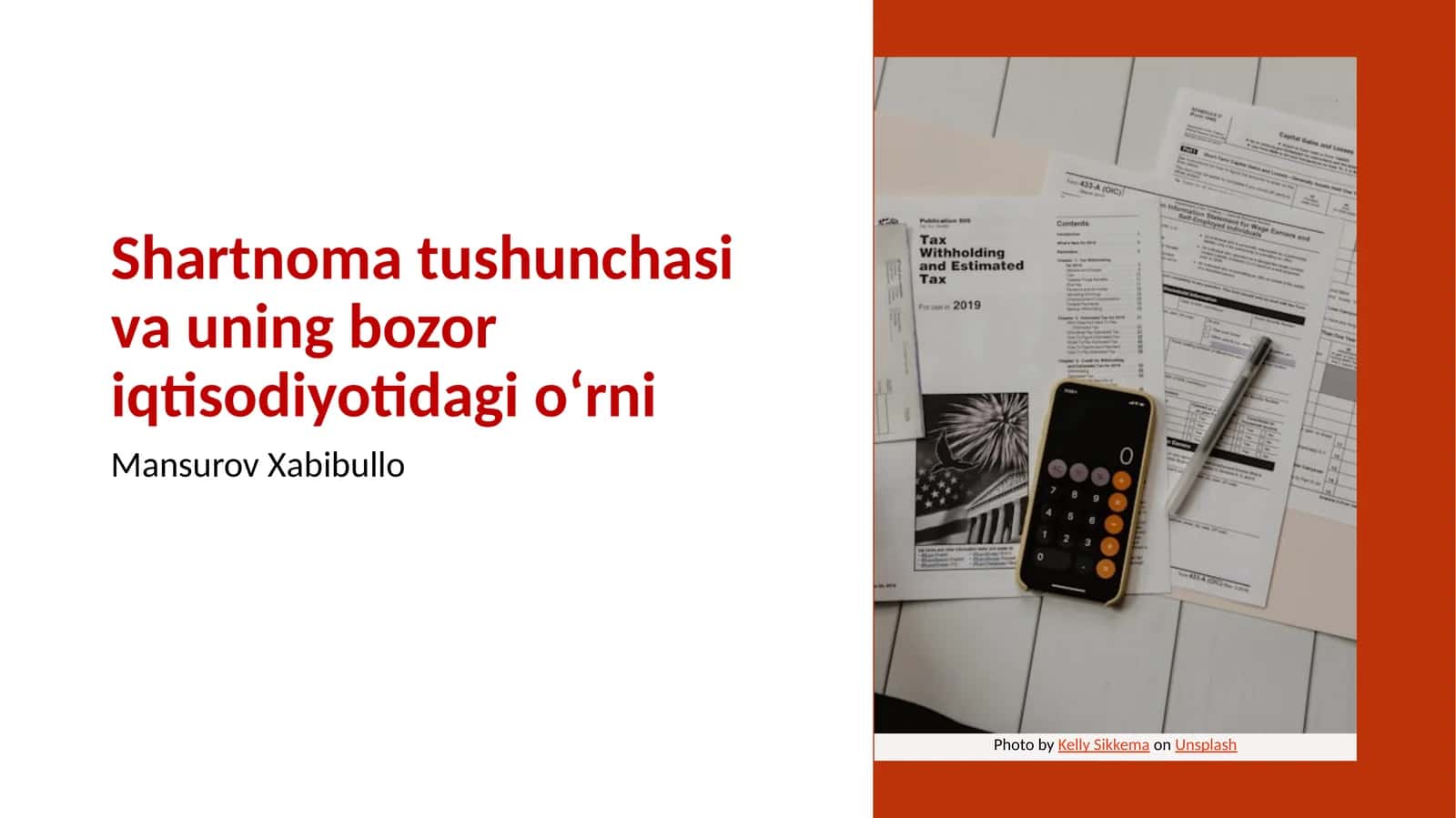 Shartnoma tushunchasi va uning bozor iqtisodiyotidagi oʻrni 1