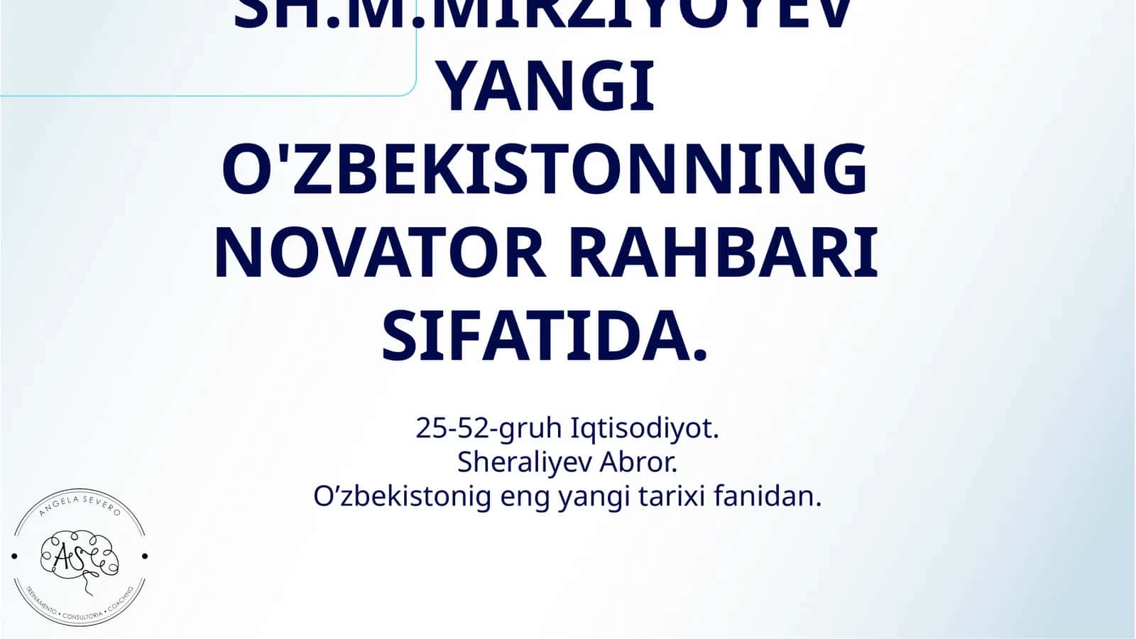 O'ZBEKISTON RESPUBLIKASI PREZIDENTI SH.M.MIRZIYOYEV YANGI O'ZBEKISTONNING NOVATOR RAHBARI SIFATIDA 1