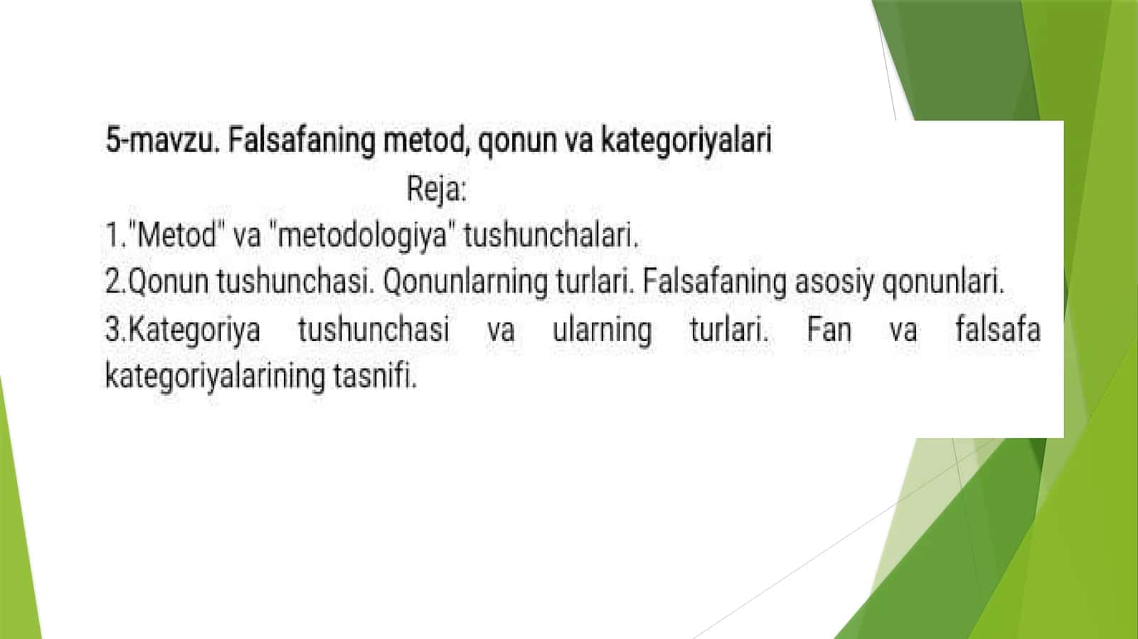 Falsafa metodlari va qonun kategoriyalari 1