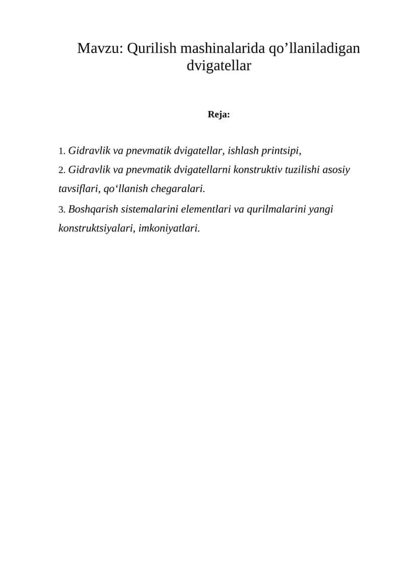 Qurilish mashinalarida qo’llaniladigan dvigatellar 1