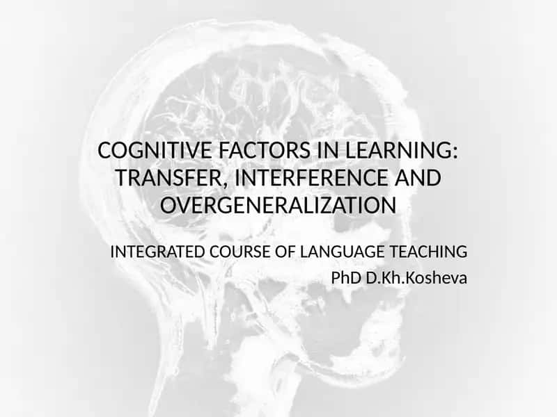 Cognitive Learning Theory 1