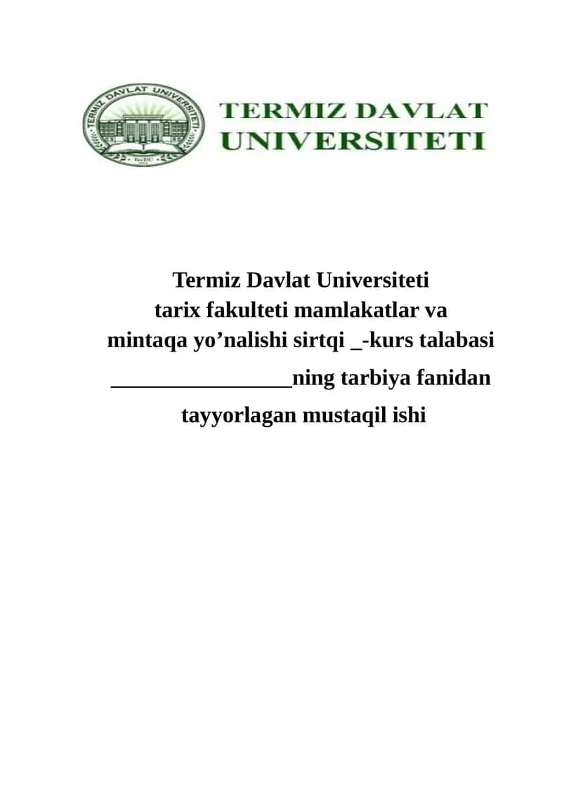 Tarbiya fanining predmeti, maqsad va vazifalari. 1