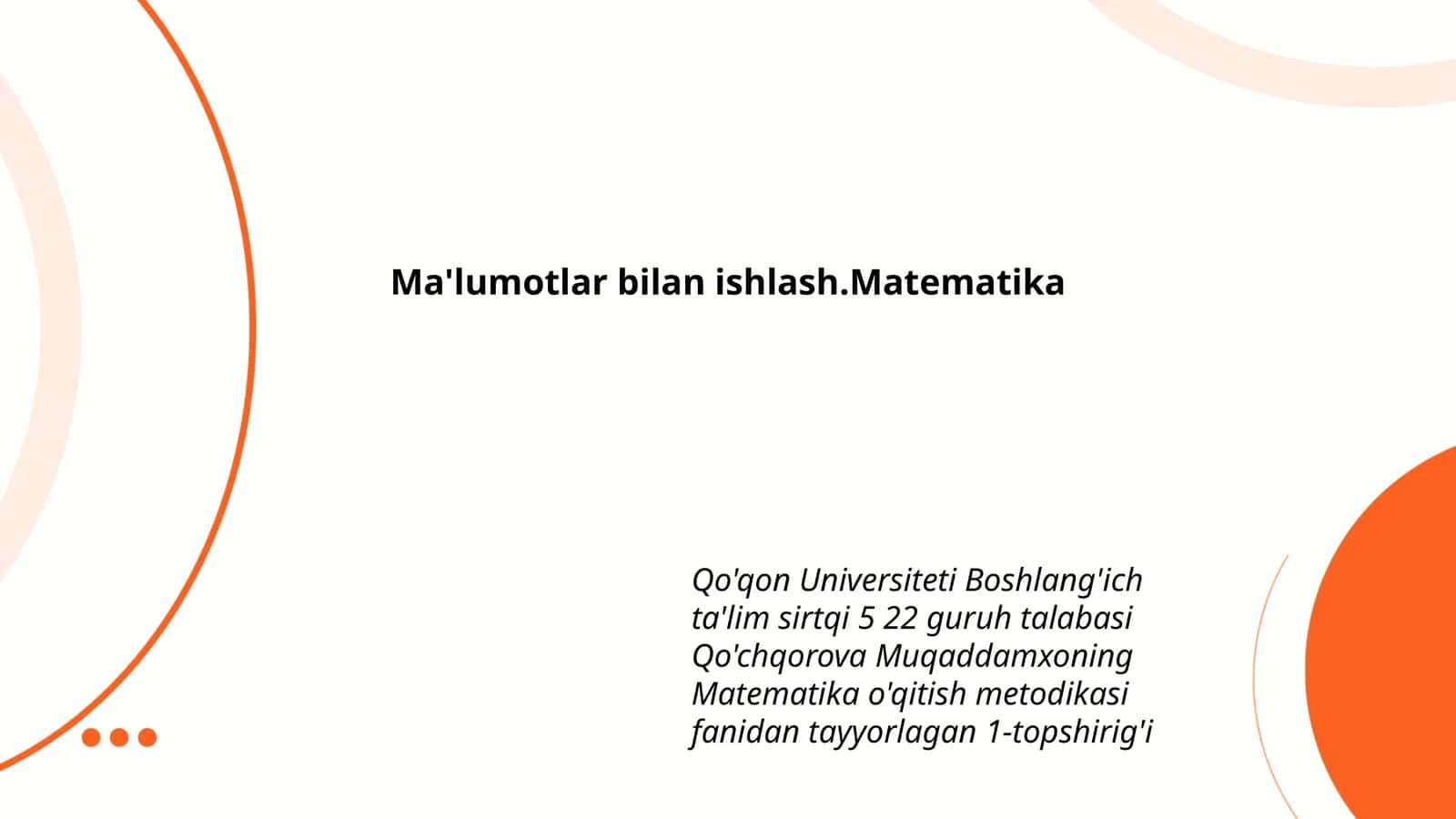 Matematika o'qitish metodikasi 1