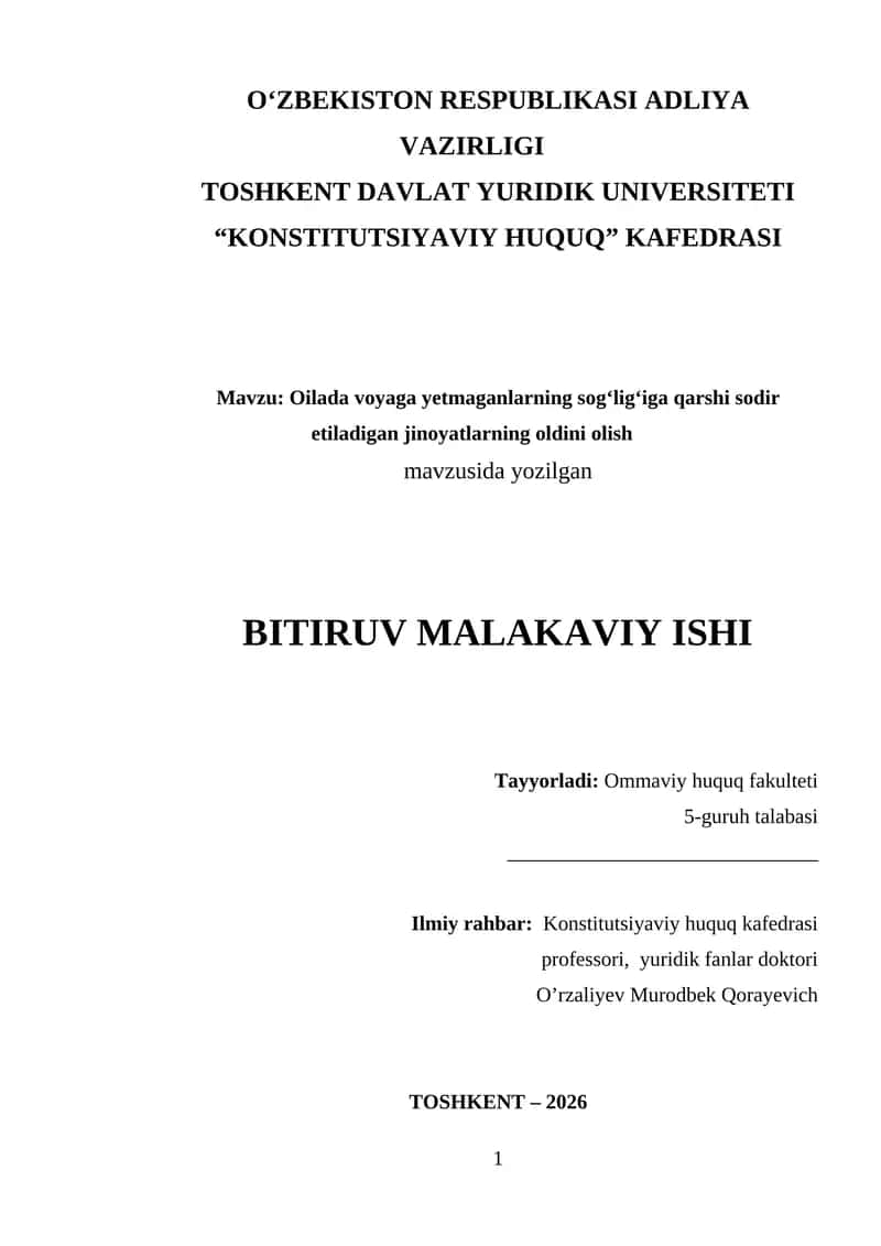 Oilada voyaga yetmaganlarning sog‘lig‘iga qarshi sodir etiladigan jinoyatlarning oldini olish 1