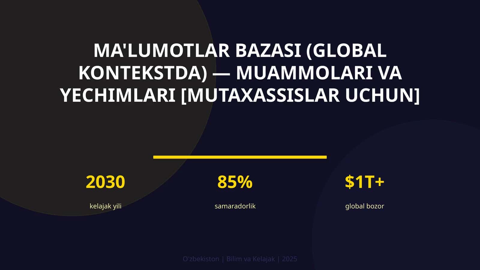 MA'LUMOTLAR BAZASI (GLOBAL KONTEKSTDA) — MUAMMOLARI VA YECHIMLARI 1