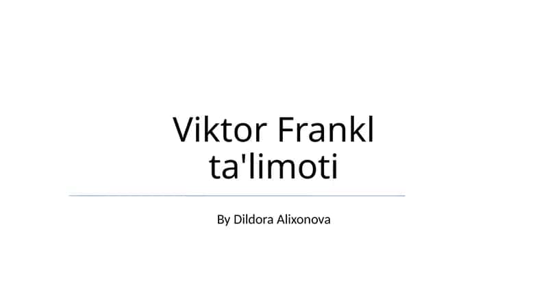 Viktor Frankl ta'limoti 1