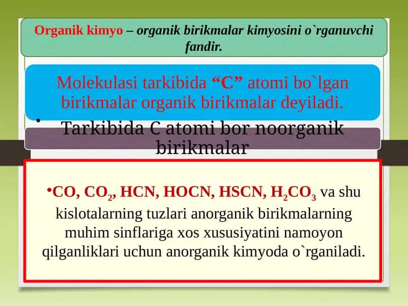 Organik kimyo faniga kirish 1