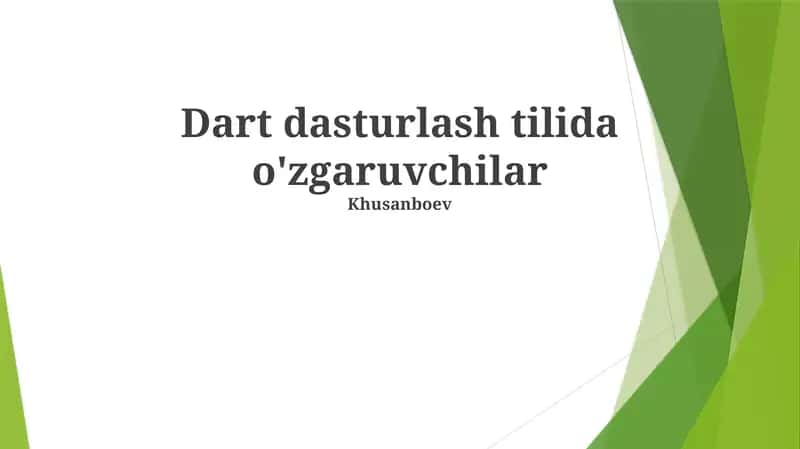 Dartda Ma'lumot Turlari 1