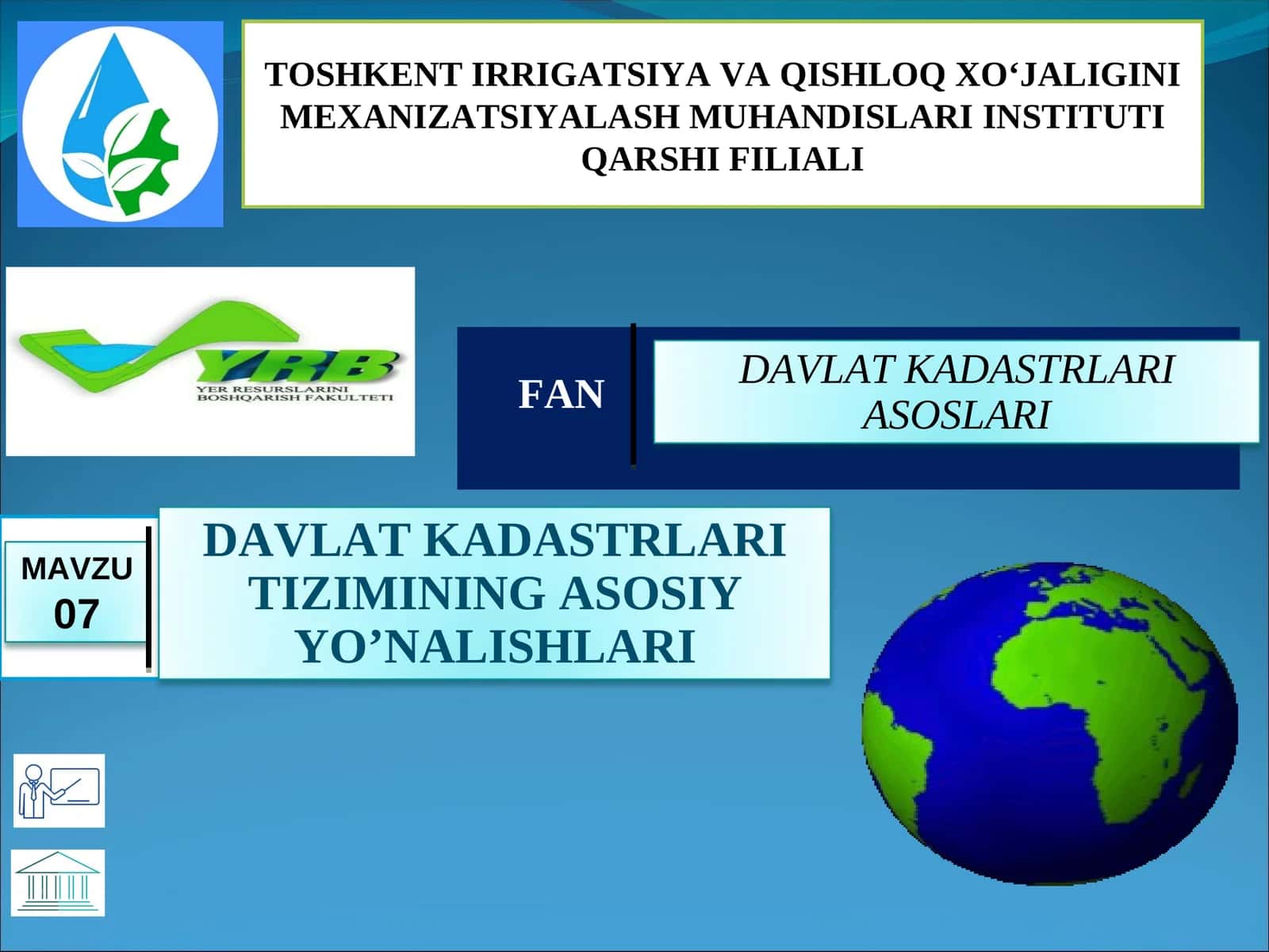 DAVLAT KADASTRLARI ASOSLARI 1