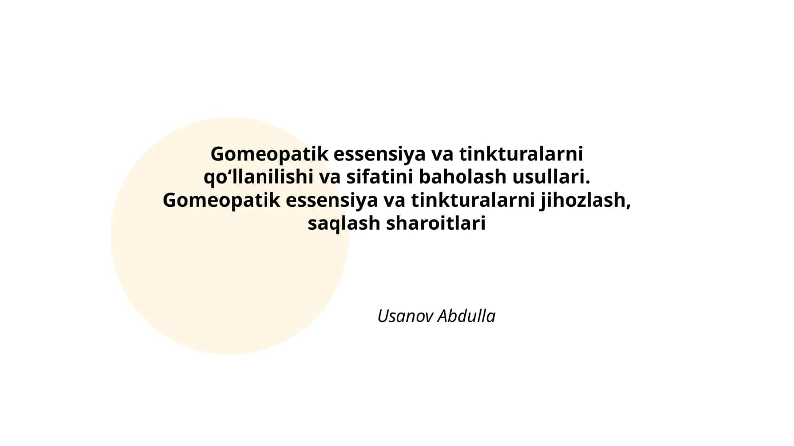 Gomeopatik essensiya va tinkturalarni qoʻllanilishi va sifatini baholash usullari 1