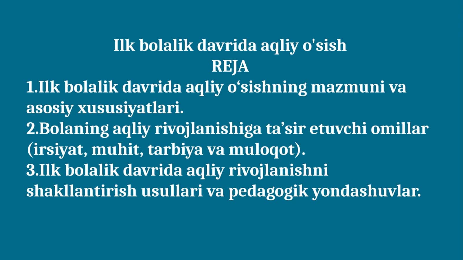 Ilk bolalik davrida aqliy o'sish 1