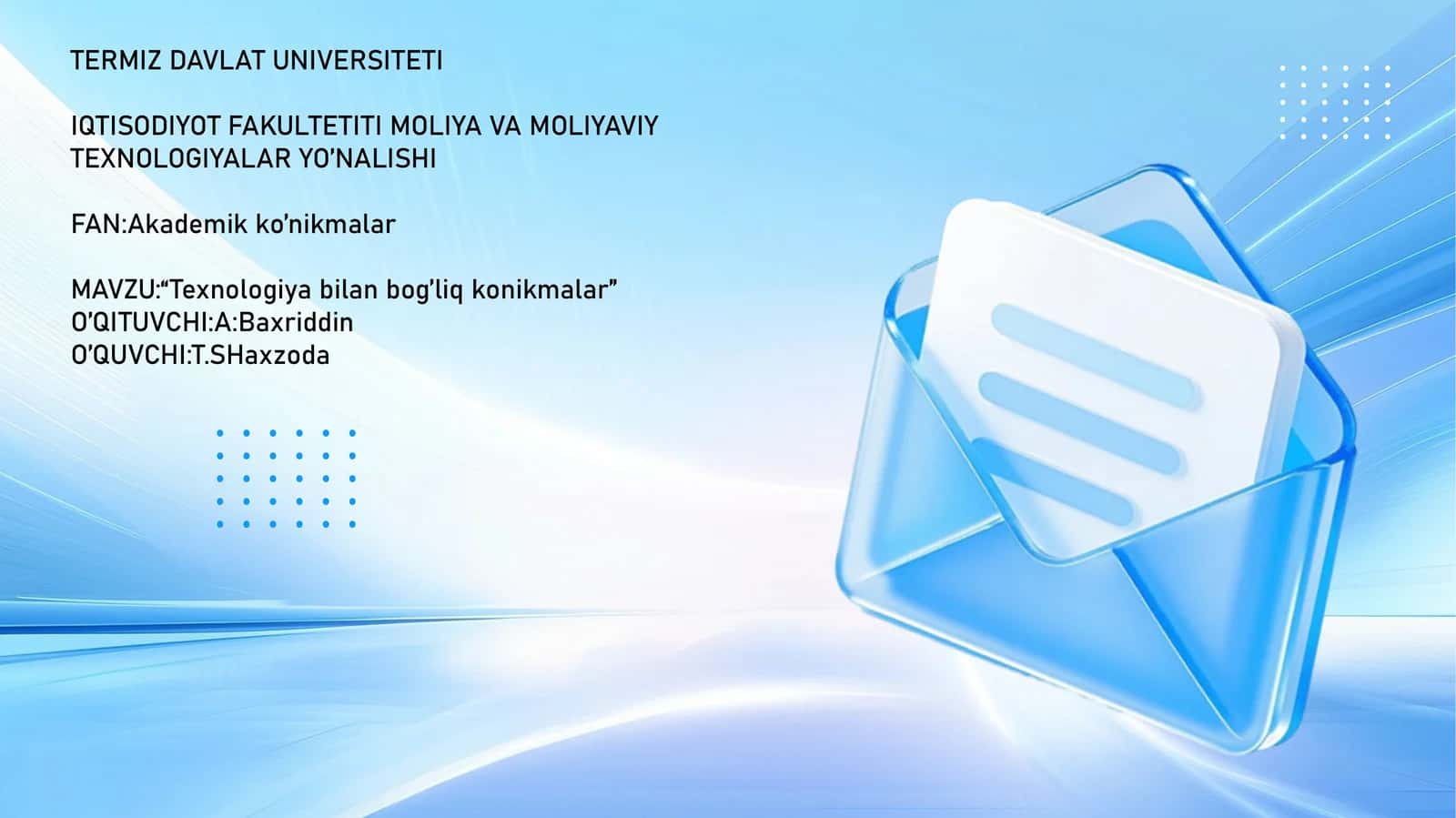 Texnologiya bilan bog’liq konikmalar 1