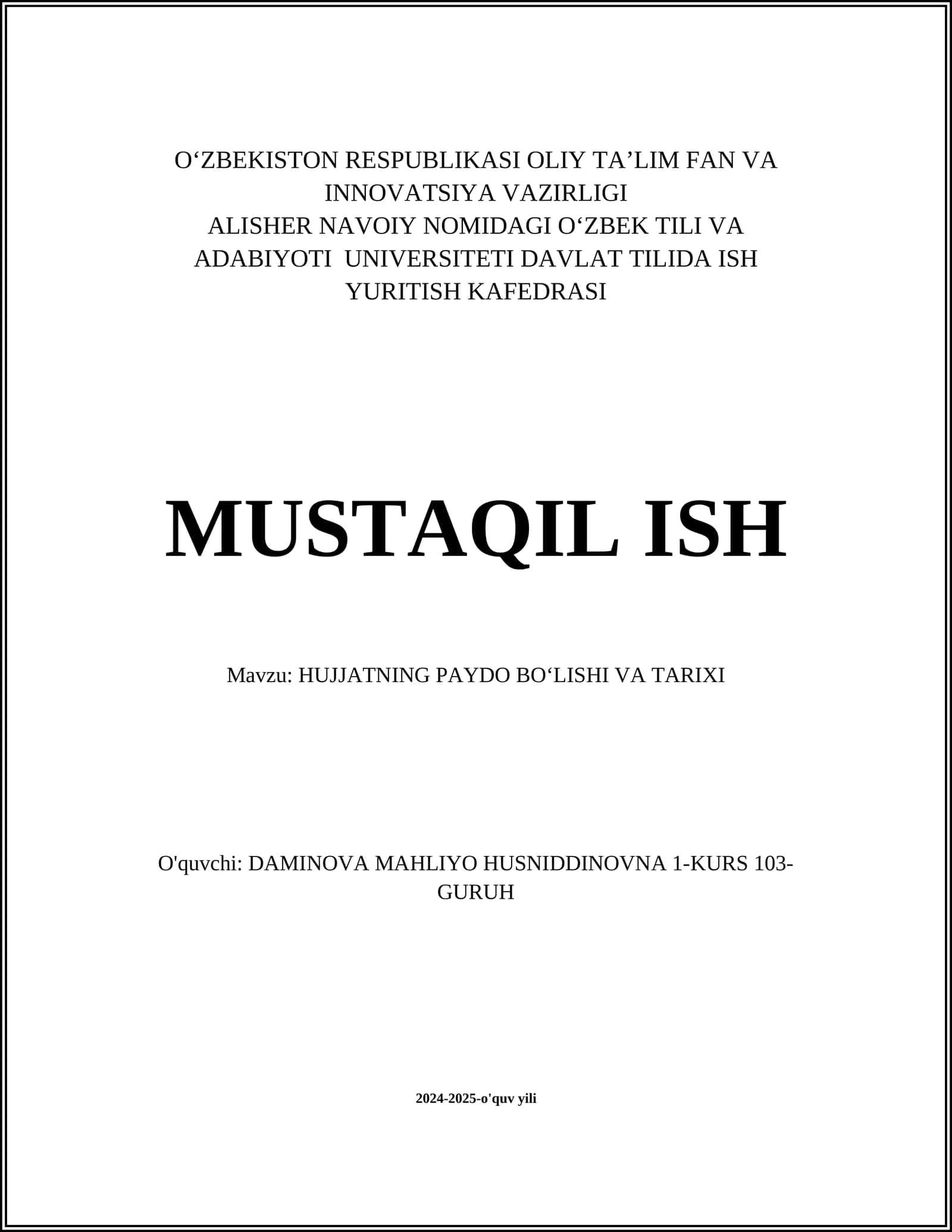 HUJJATNING PAYDO BOʻLISHI VA TARIXI 1