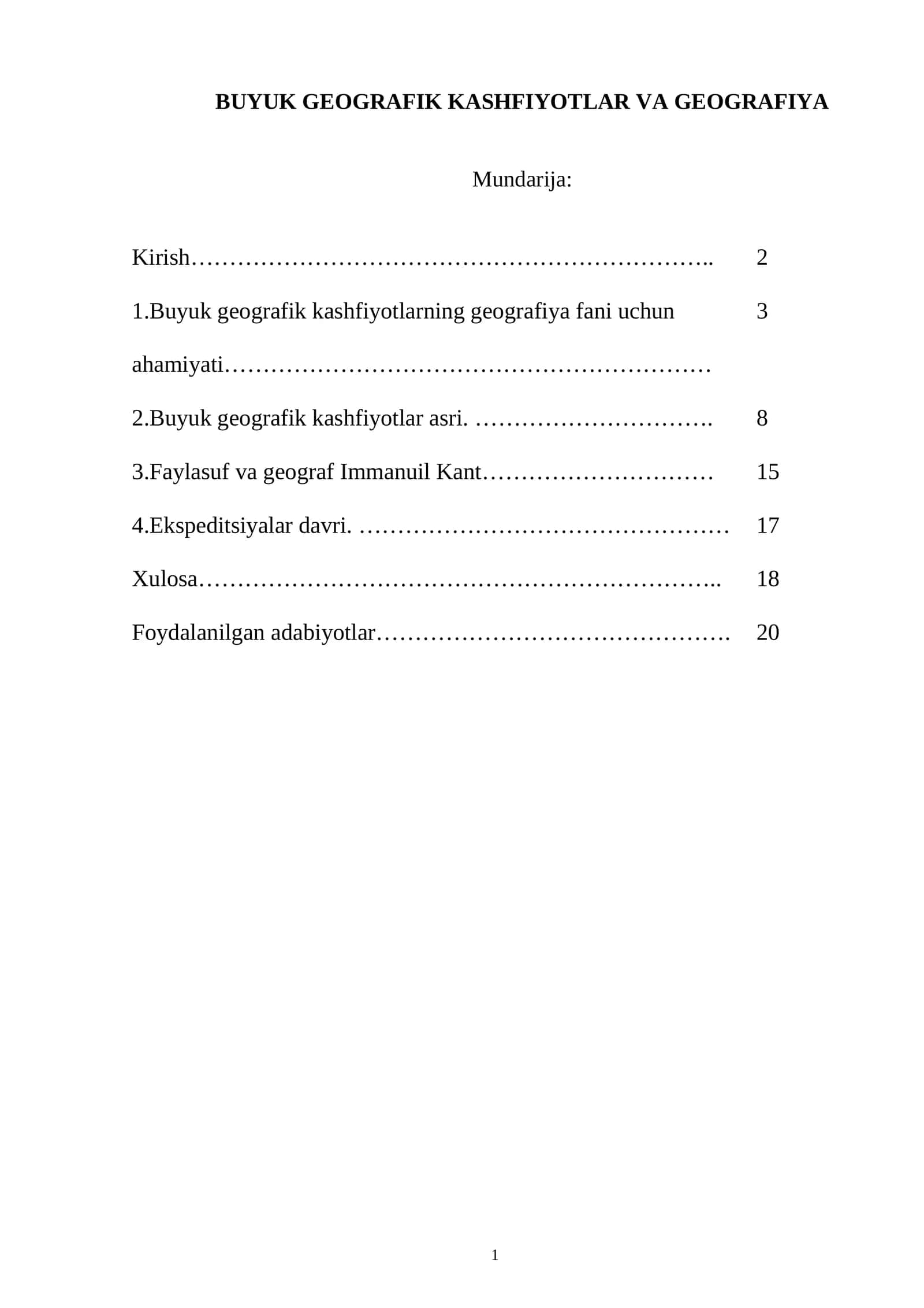 BUYUK GEOGRAFIK KASHFIYOTLAR VA GEOGRAFIYA 1
