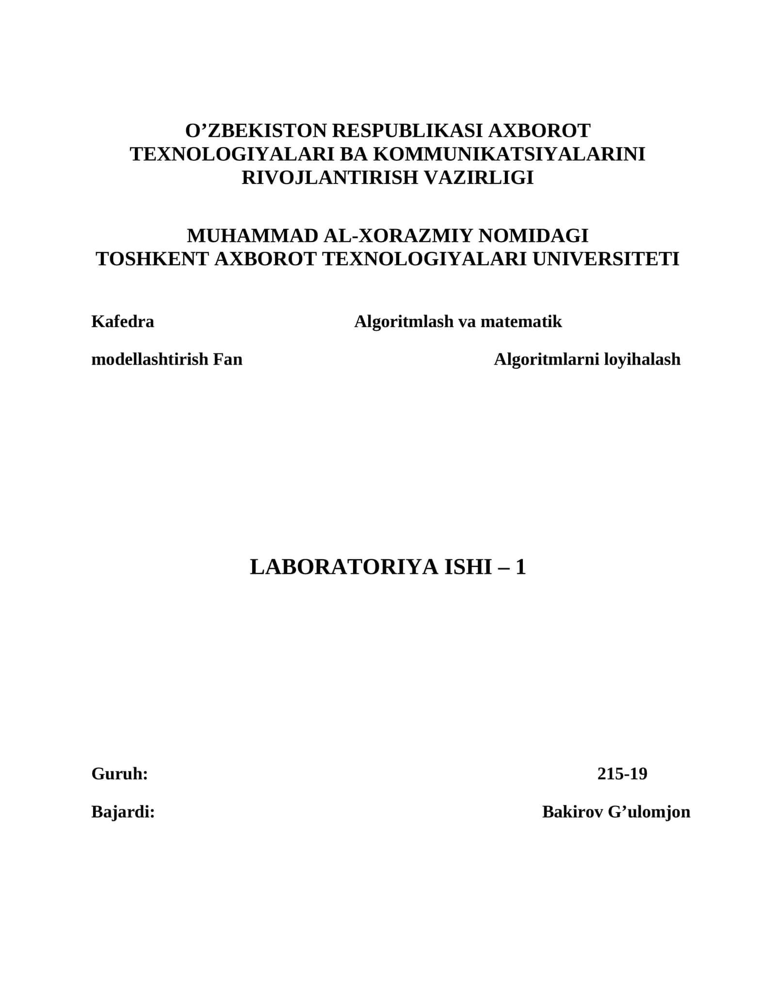 Algoritmlar 1