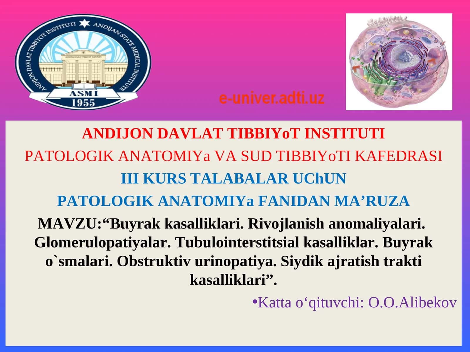 PATOLOGIK ANATOMIYa FANIDAN MA’RUZA 1