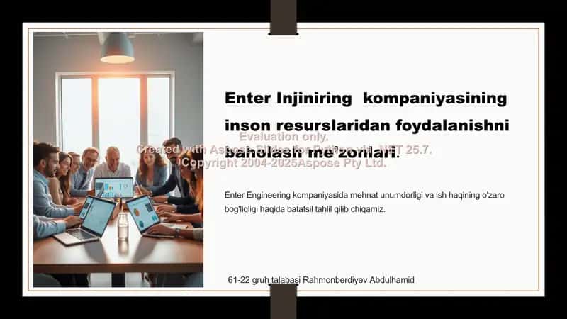 Enter Injiniring kompaniyasining inson resurslaridan foydalanishni baholash me’zonlari 1