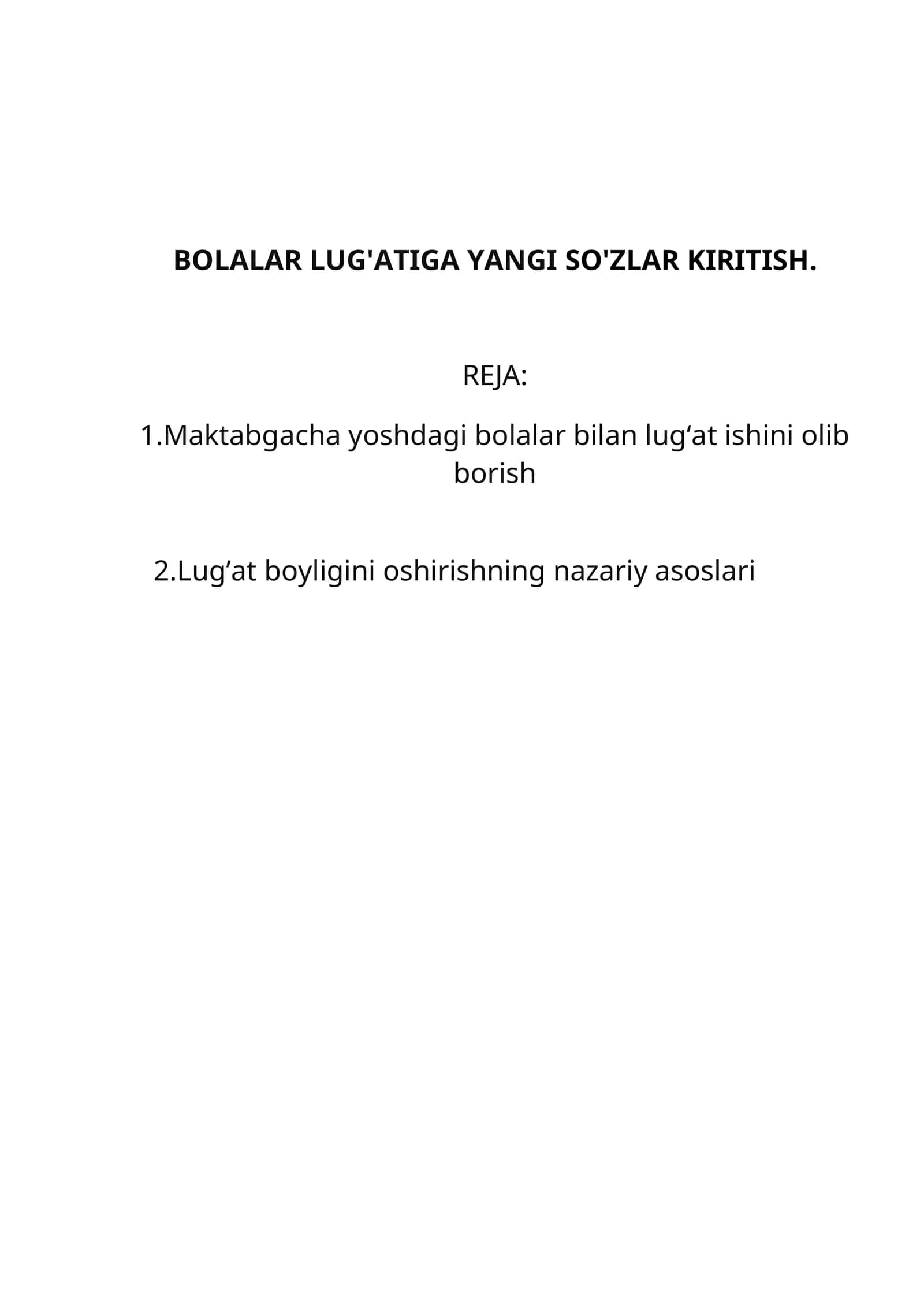 Bolalar Lug'atiga Yangi So'zlar 1