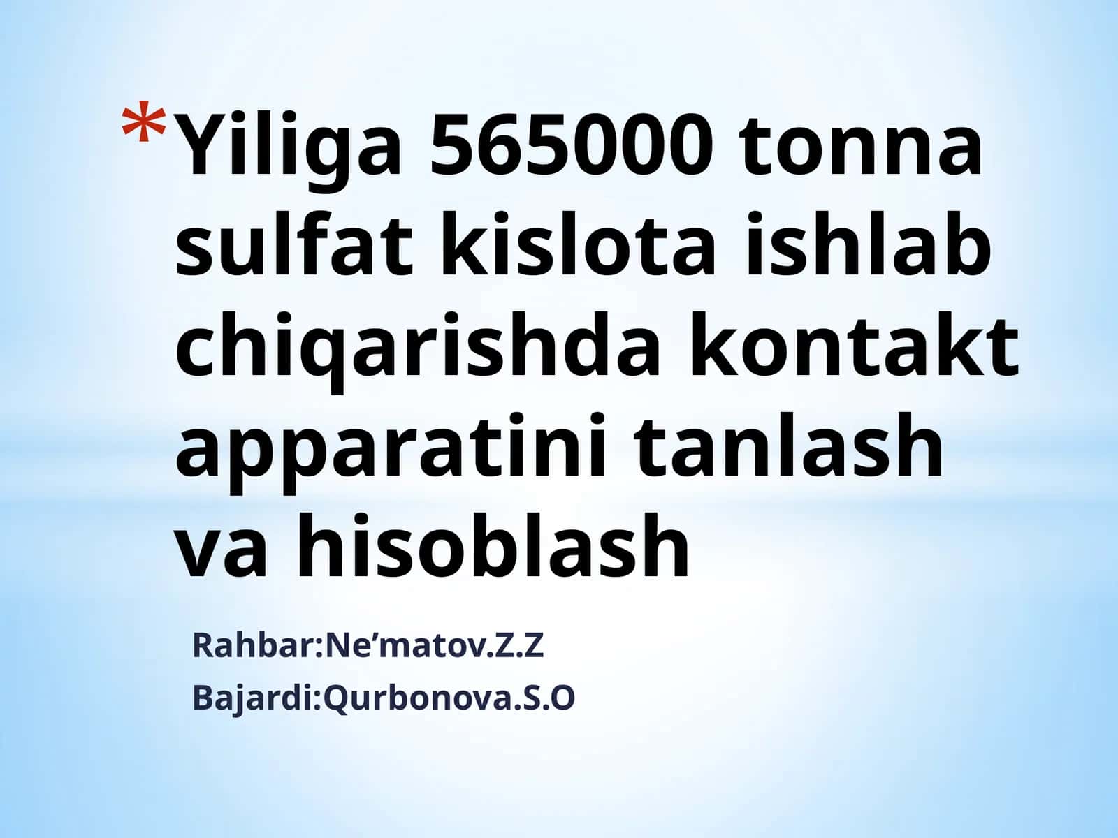 Sulfat kislota ishlab chiqarish 1