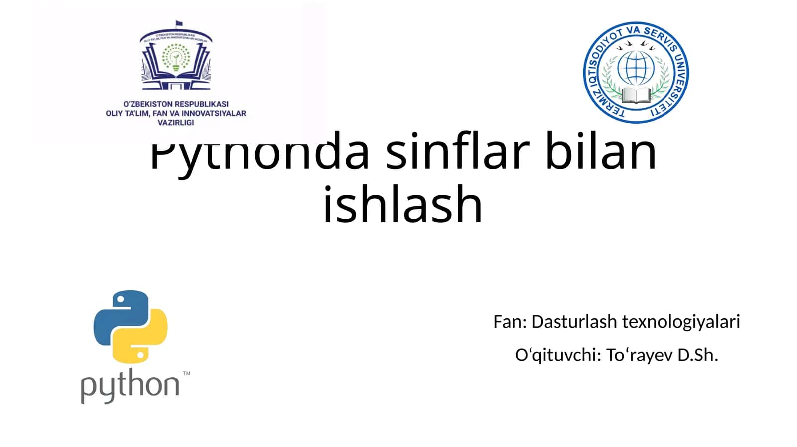 Pythonda sinflar bilan ishlash 1
